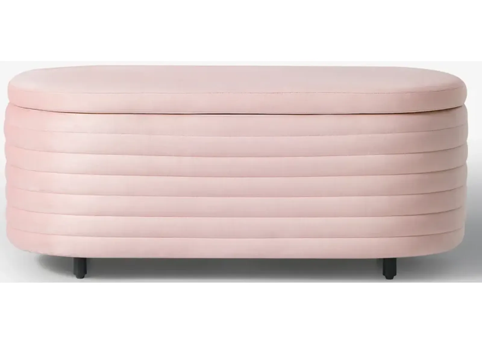 WestinTrends 42" Wide Mid-Century Modern Upholstered Velvet Tufted Oval Storage Ottoman Bench