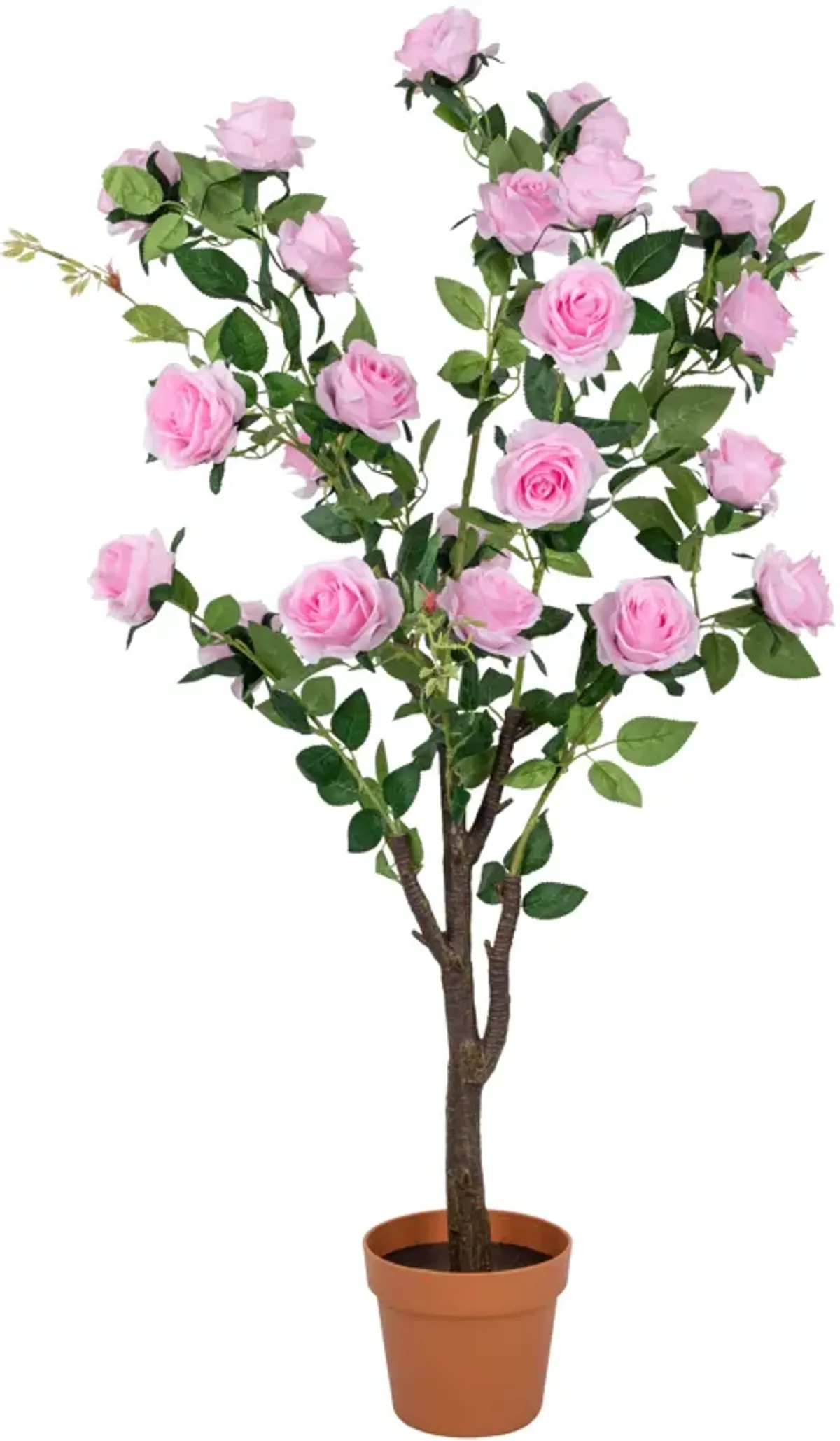 44" Pink Potted Artificial Rose Bush in Bloom