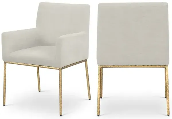 Meridian Furniture Reeves Cream Chenille Fabric Dining Chair, Set of 2