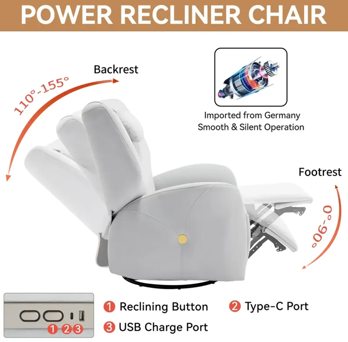 Merax Swivel and Rocker Power Recliner Chair