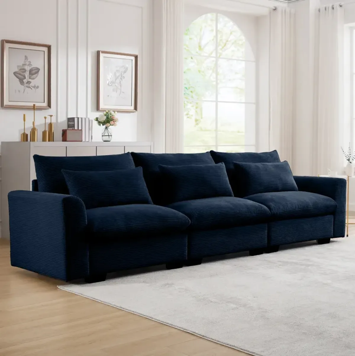 Merax 3 Seater Deep Seat Corduroy Sofa Couch