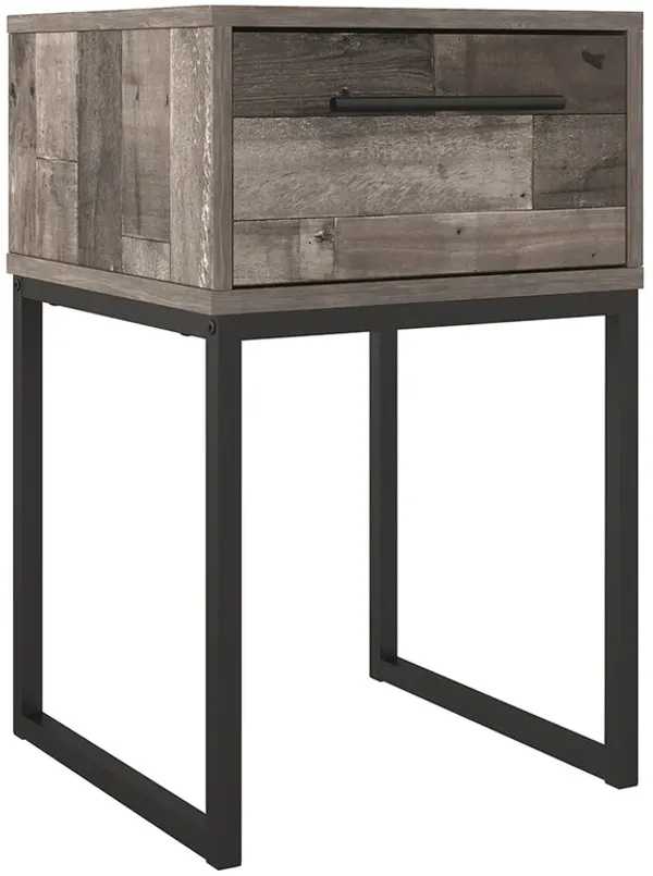 Grace 20 Inch Modern Nightstand, Metal Base and Handle, Open Shelf, Gray-Benzara