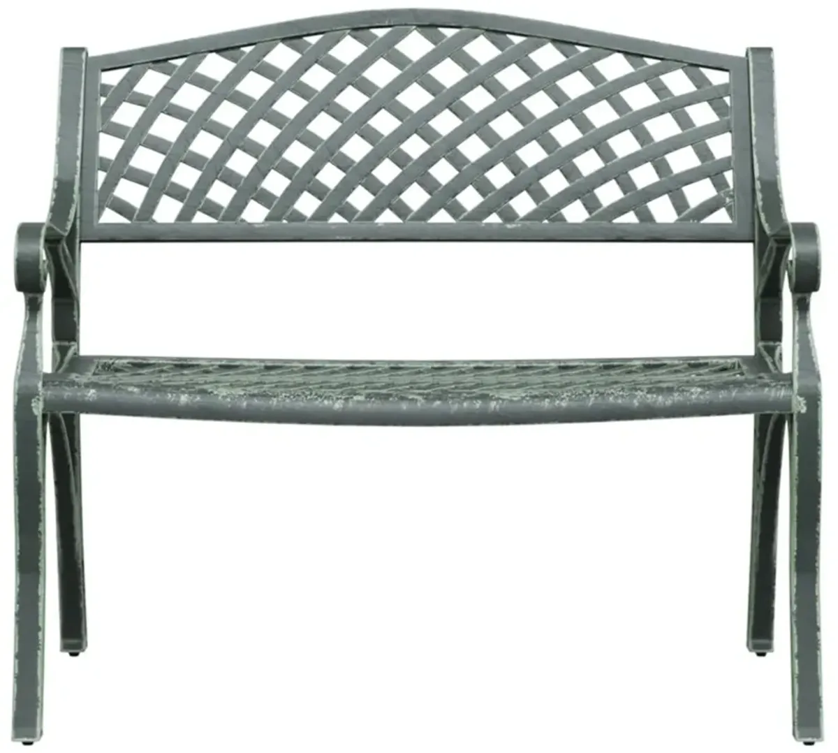 vidaXL Crafted Patio Bench - Comfortable 40.2" Cast Aluminum Green - Weather-Resistant - Charming Floral Detailing - Easy Assembly - Extra Sturdy with Cast Iron Legs