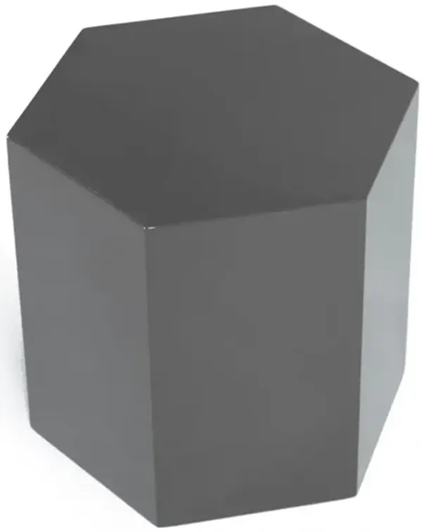 High Gloss Hexagonal End Table with Modern Geometric Design for Living Room