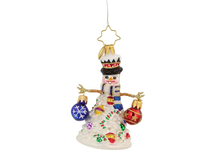 Christopher Radko Quite a Lively Tree Gem Snowman Glass Christmas Ornament 1020648