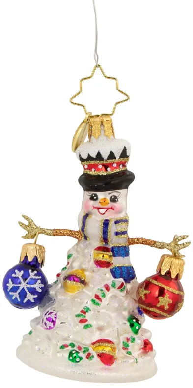 Christopher Radko Quite a Lively Tree Gem Snowman Glass Christmas Ornament 1020648