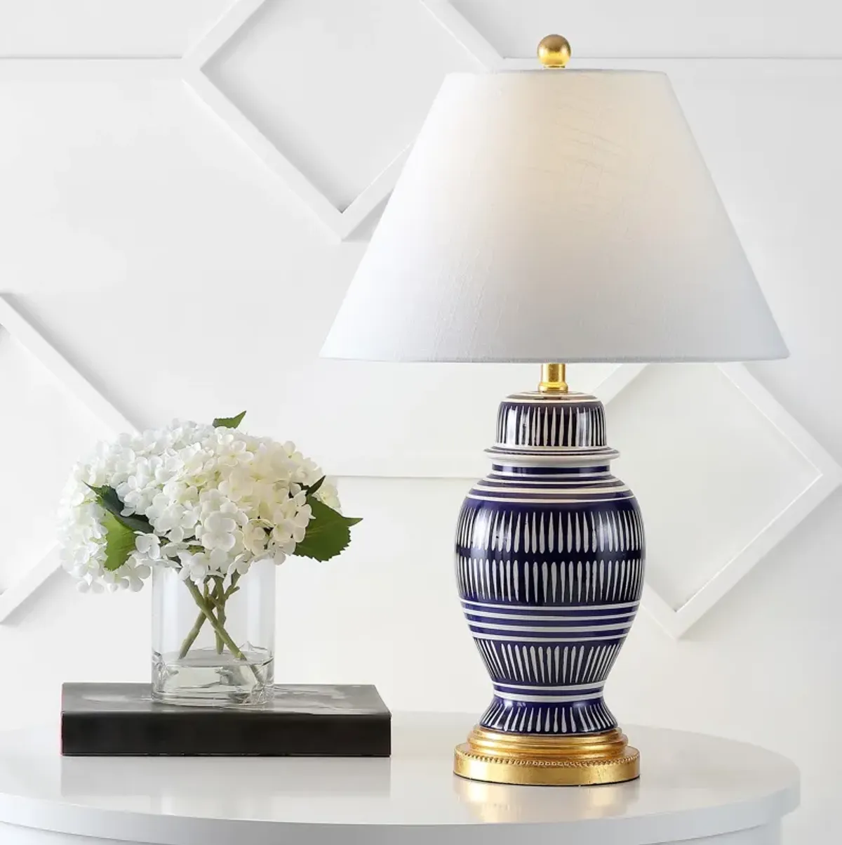 Reed Ceramic/Iron Modern Coastal LED Table Lamp