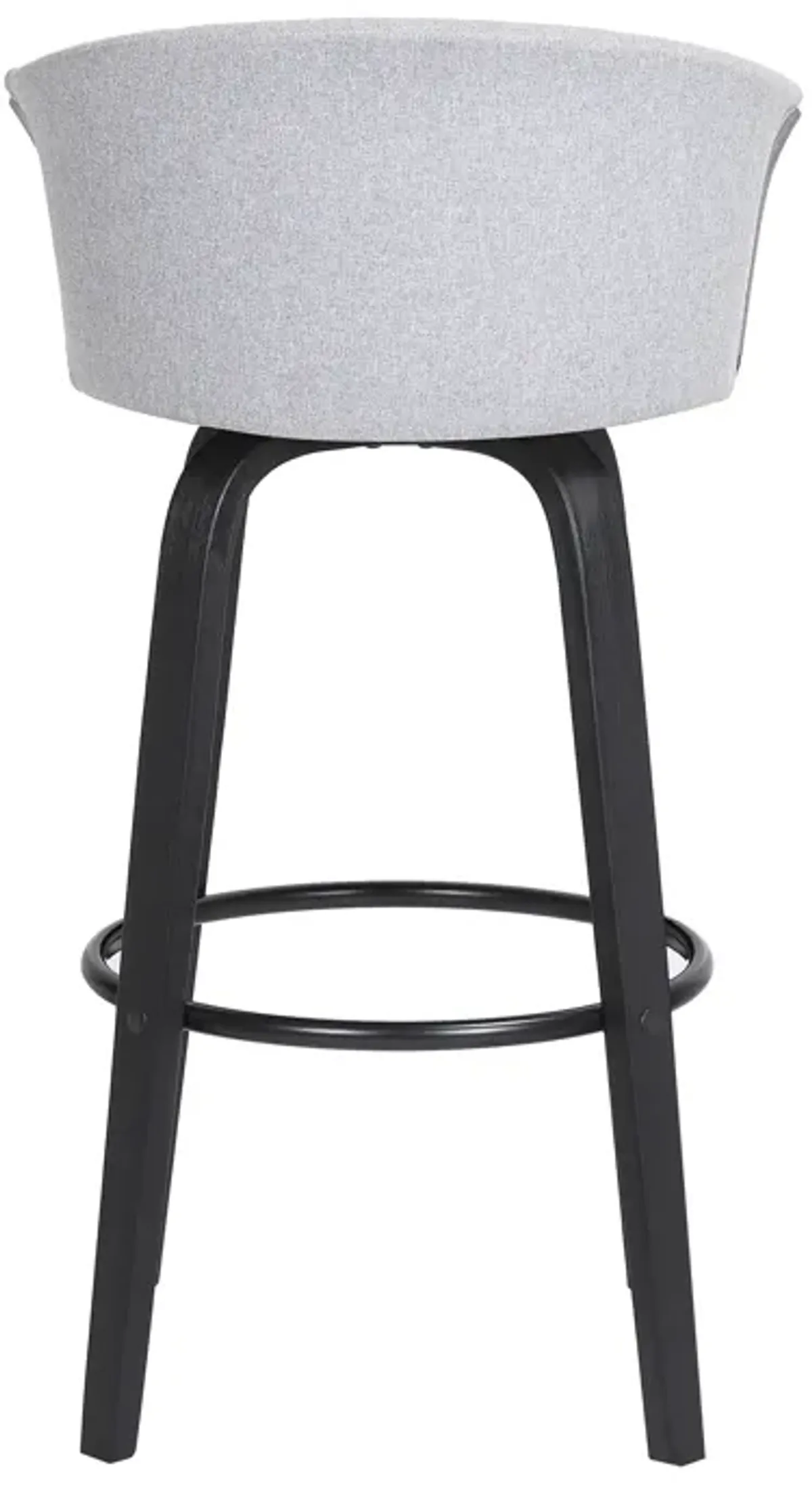 Diana Swivel Black Wood Bar Stool in Light Grey Fabric