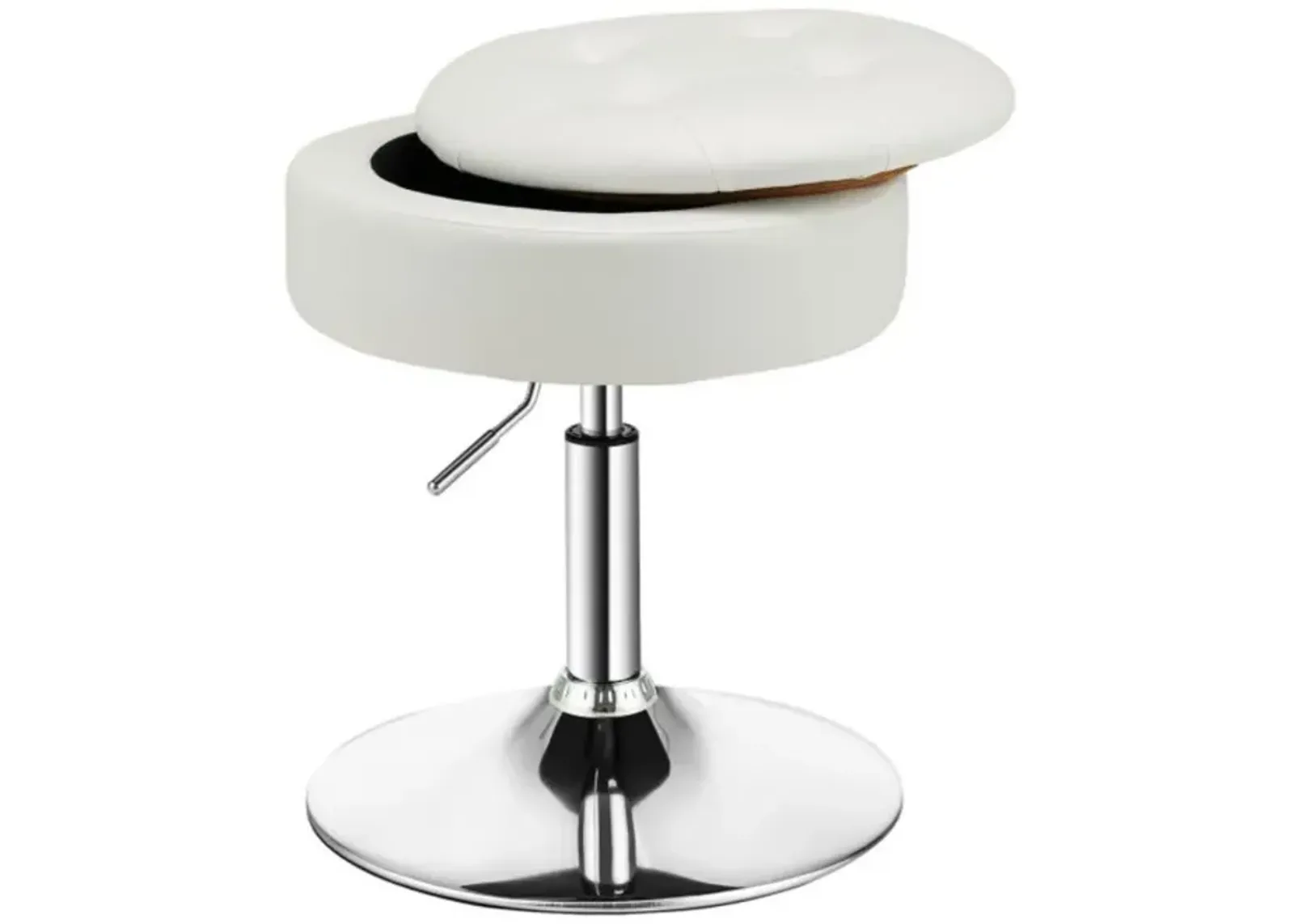 Adjustable 360° Swivel Storage Vanity Stool with Removable Tray