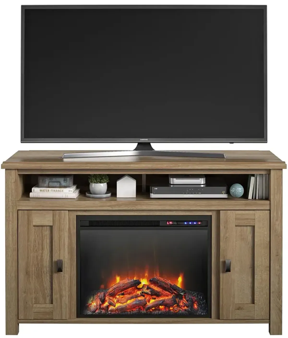 Ameriwood Home Farmington Electric Fireplace Space Heater TV Console for TVs up to 50"