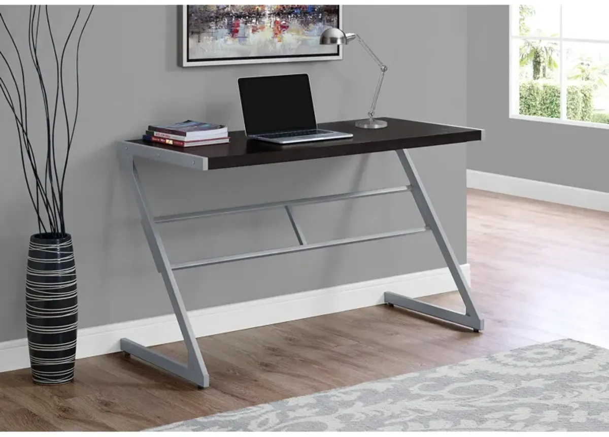 Monarch Specialties I 7374 Computer Desk, Home Office, Laptop, 48"L, Work, Metal, Laminate, Brown, Grey, Contemporary, Modern