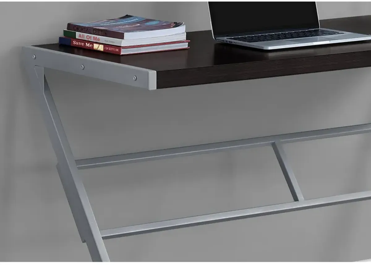 Monarch Specialties I 7374 Computer Desk, Home Office, Laptop, 48"L, Work, Metal, Laminate, Brown, Grey, Contemporary, Modern