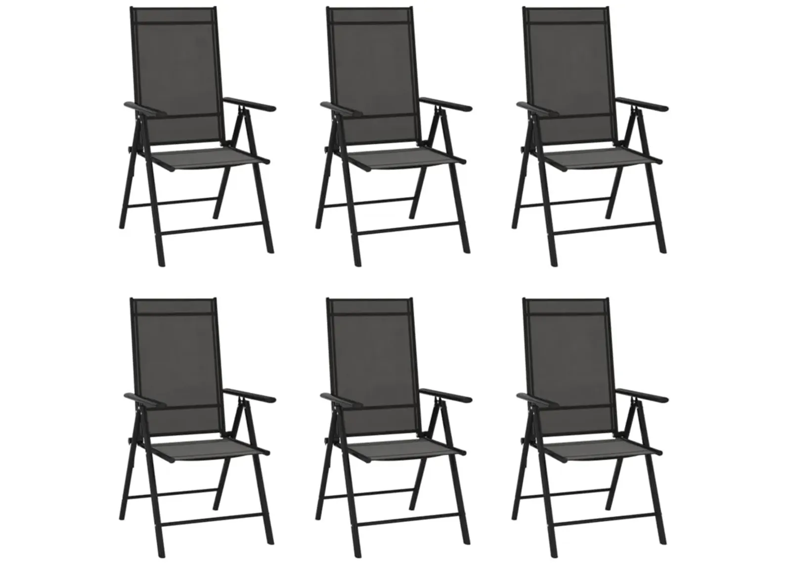 vidaXL Folding Patio Chairs 6 pcs Textilene Black