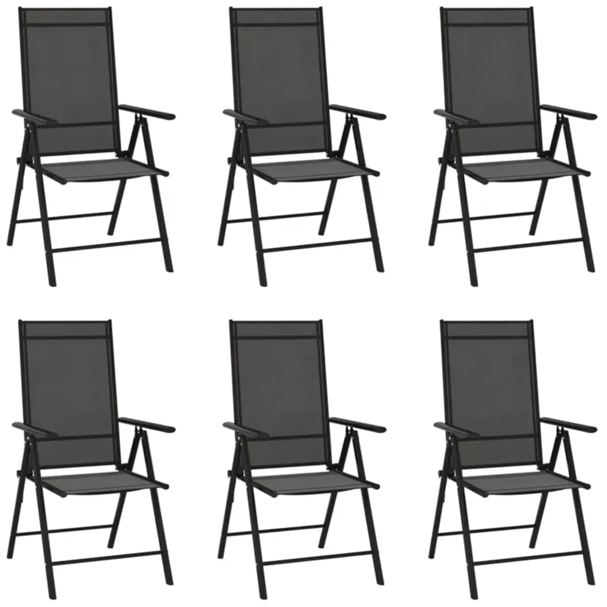 vidaXL Folding Patio Chairs 6 pcs Textilene Black