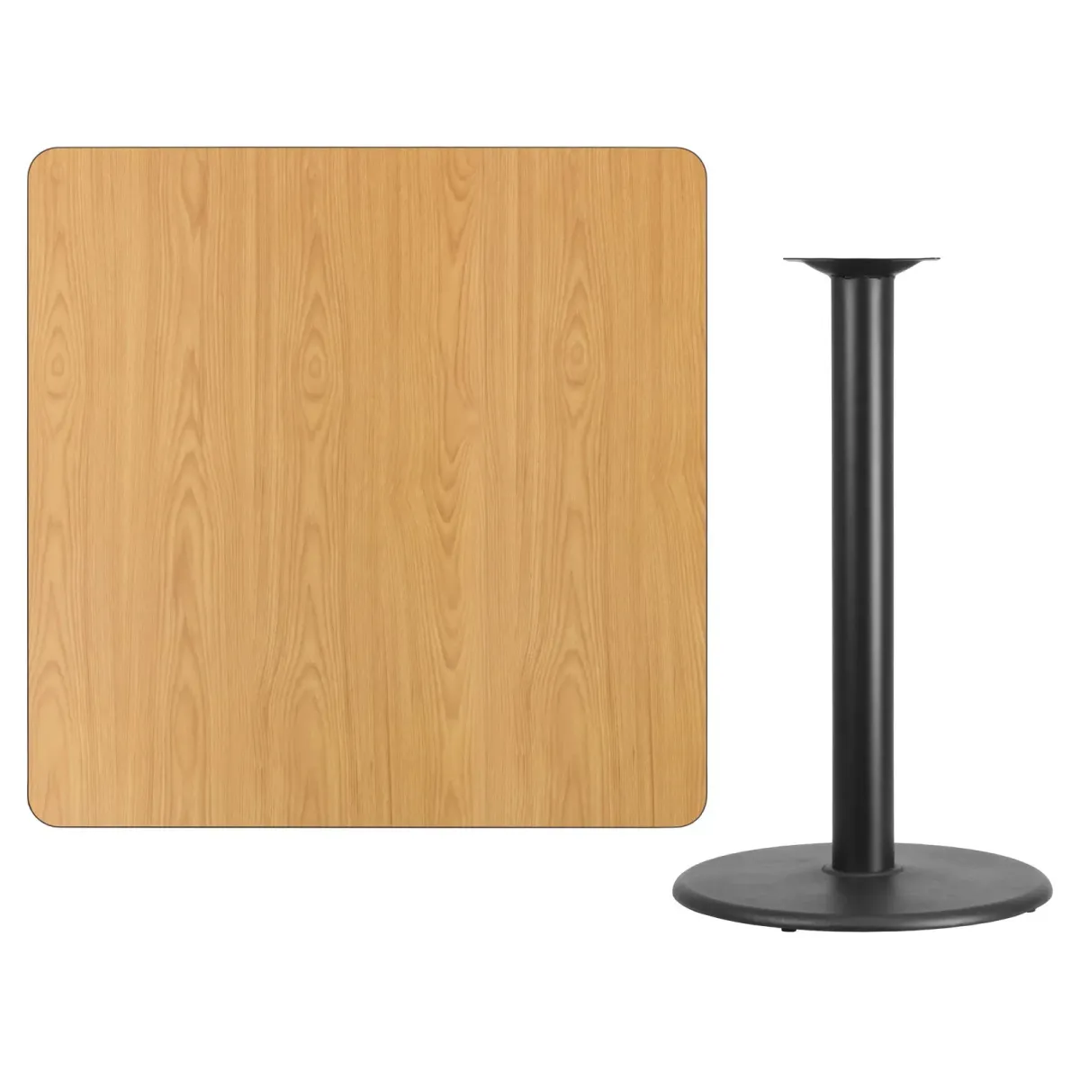 Flash Furniture 42'' Square Mahogany Laminate Table Top with 24'' Round Bar Height Table Base