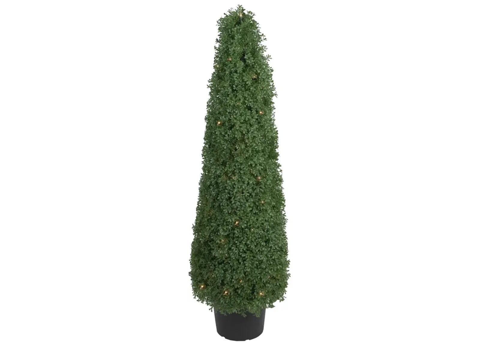 4' Pre-Lit Artificial Boxwood Cone Topiary Tree with Round Pot  Clear Lights