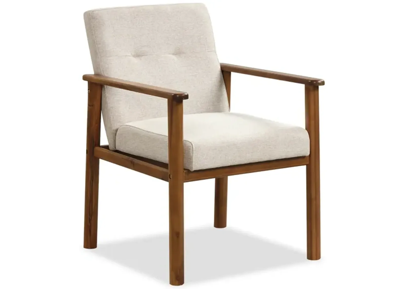 Modern Accent Linen Fabric Armchair with Solid Wood Legs and Soft Cushioned Seat