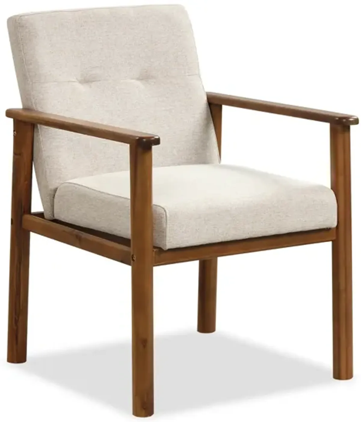 Modern Accent Linen Fabric Armchair with Solid Wood Legs and Soft Cushioned Seat