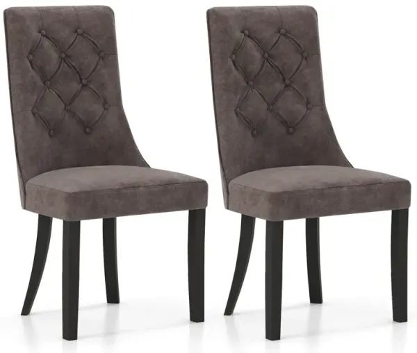 Tufted Dining Chairs Set of 2 with High Backrest and Padded Seat