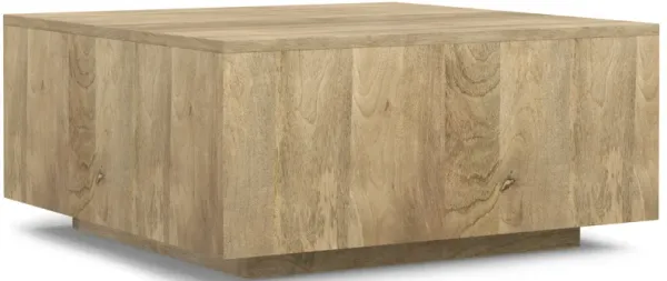 Lockhart SOLID MANGO WOOD 30 inch Wide Square Modern Square Coffee Table in Natural, Fully Assembled