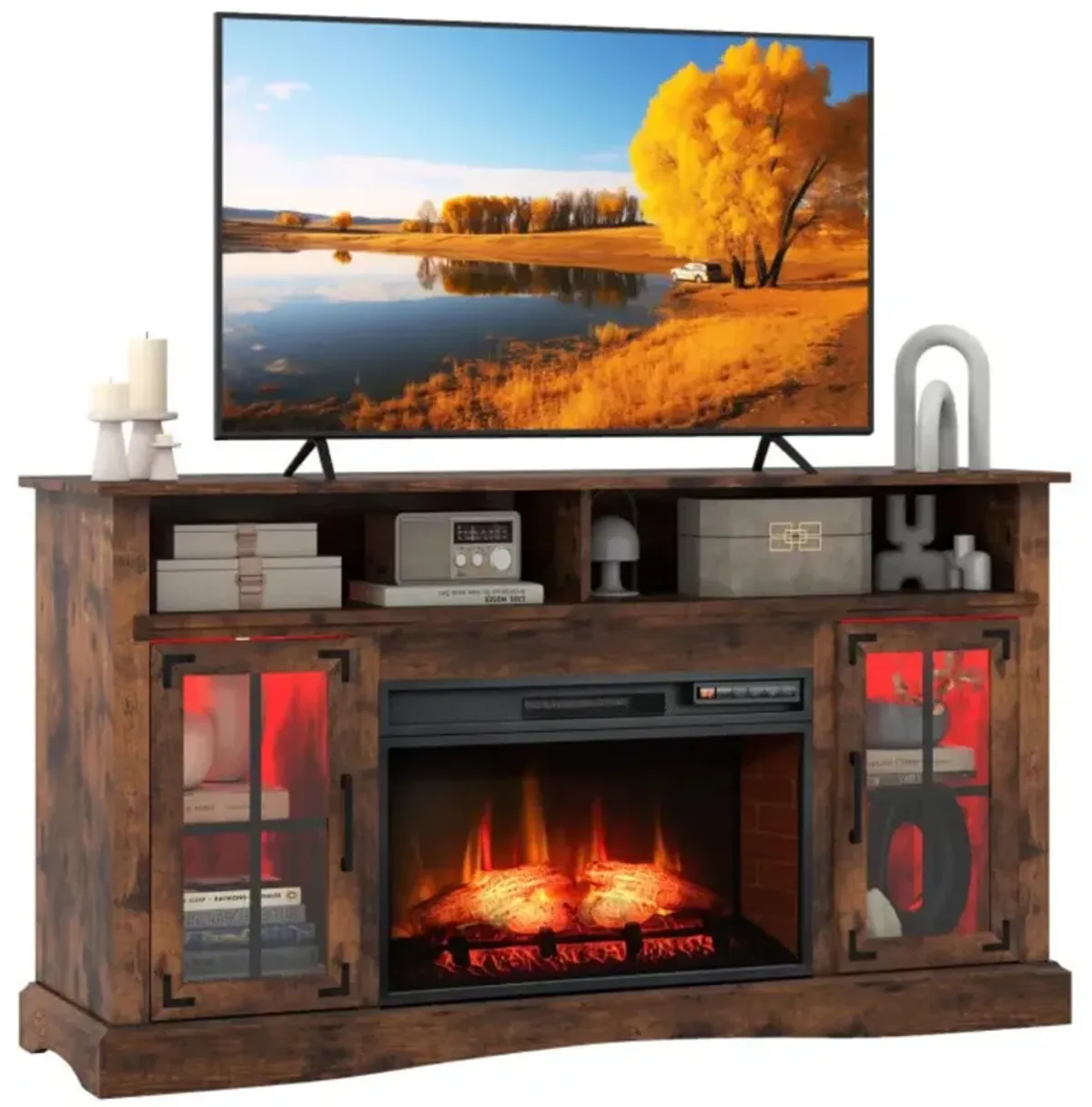 Hivvago Fireplace TV Stand with Remote Controls and Thermostat for TVs Up to 50 Inch
