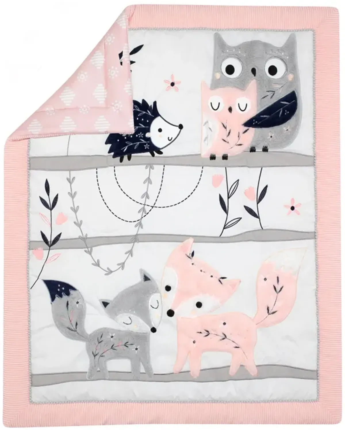 Lambs & Ivy Forever Friends 4-Piece Nursery Crib Baby Bedding Set - Blue, Pink