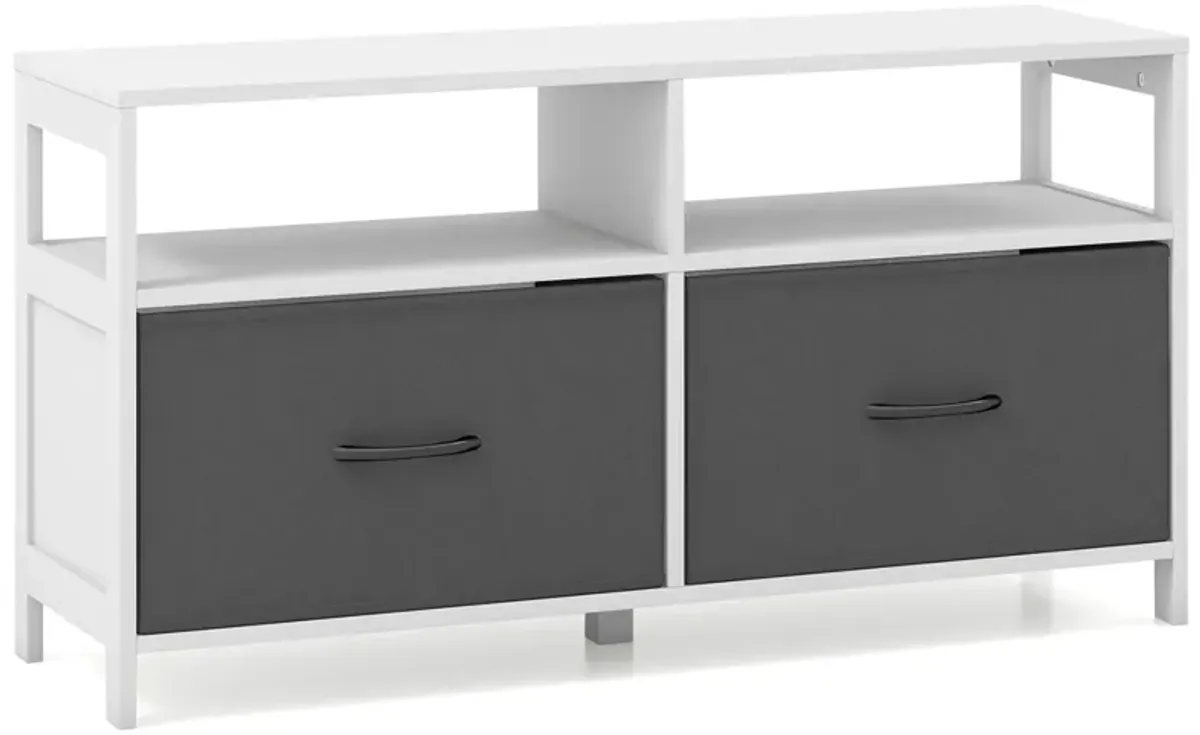 Fabric Chest of Drawers with 2 Drawers and 2 Open Shelves-White