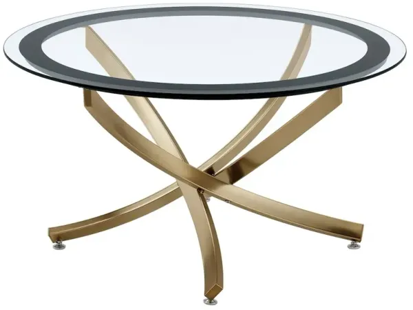 Brooke Round Glass Top Coffee Table Metal Base Brass