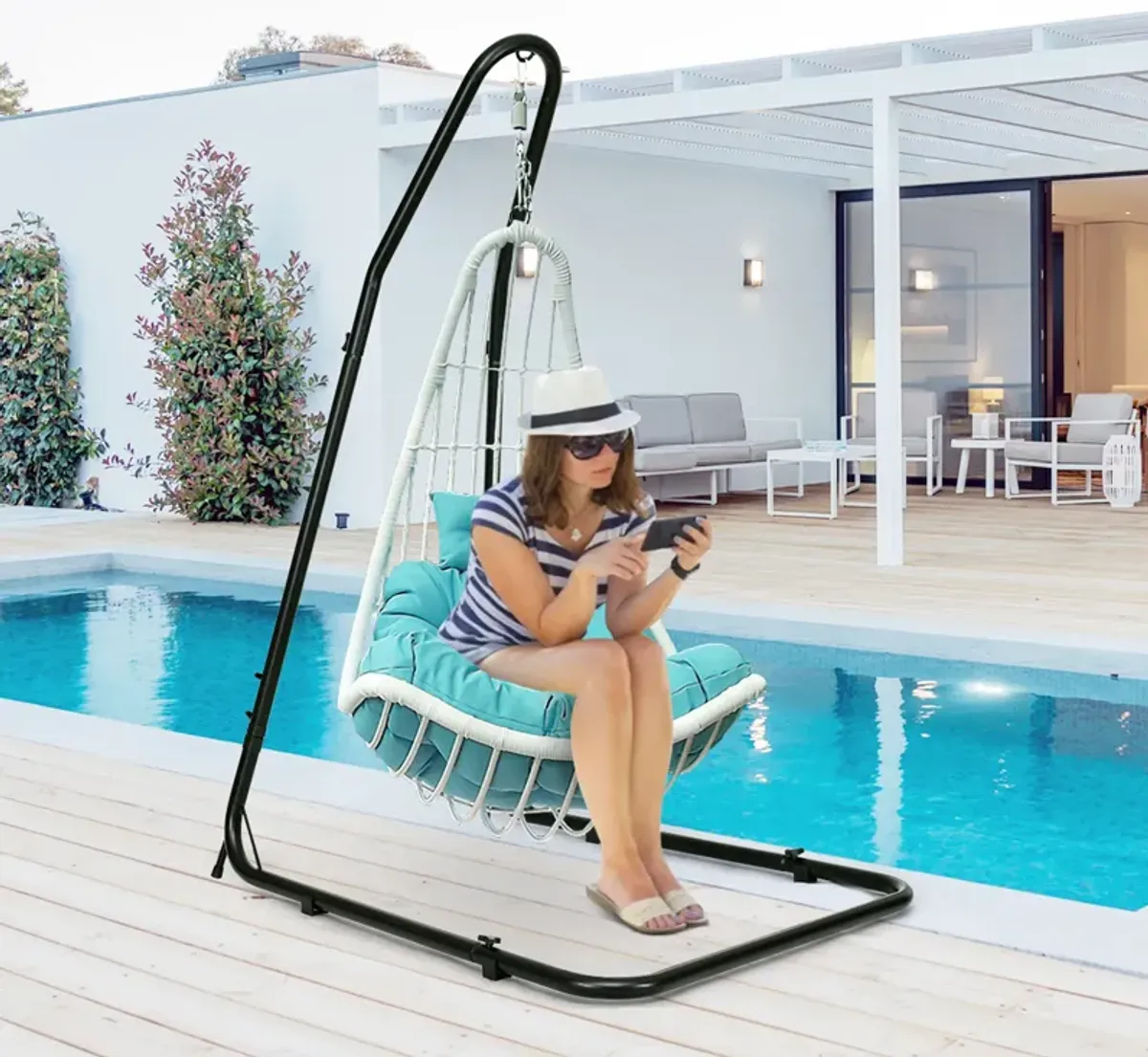 Adjustable Hammock Chair Stand Steel Frame