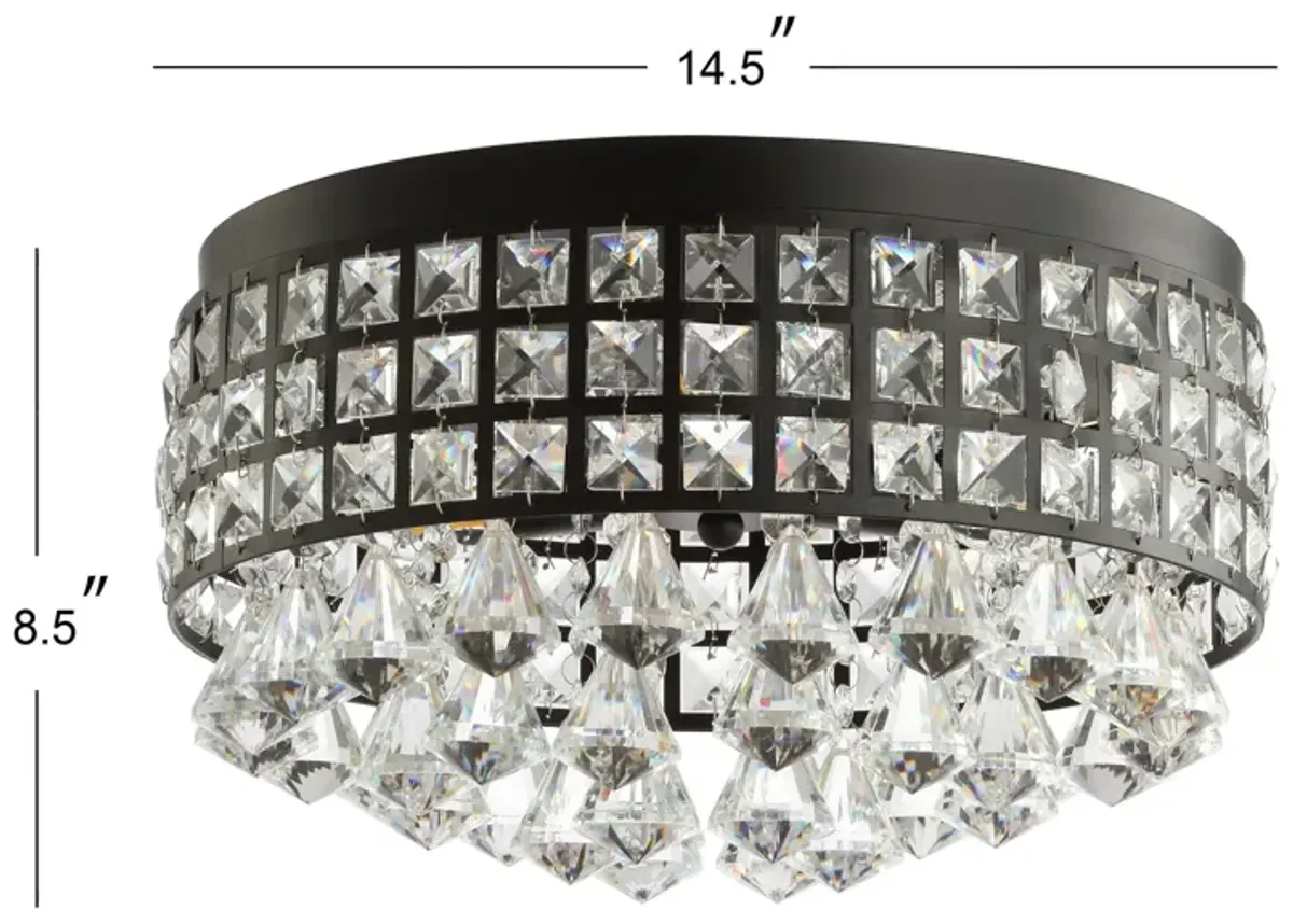 Meredith 3-Light Crystal Drops/Metal LED Flush Mount