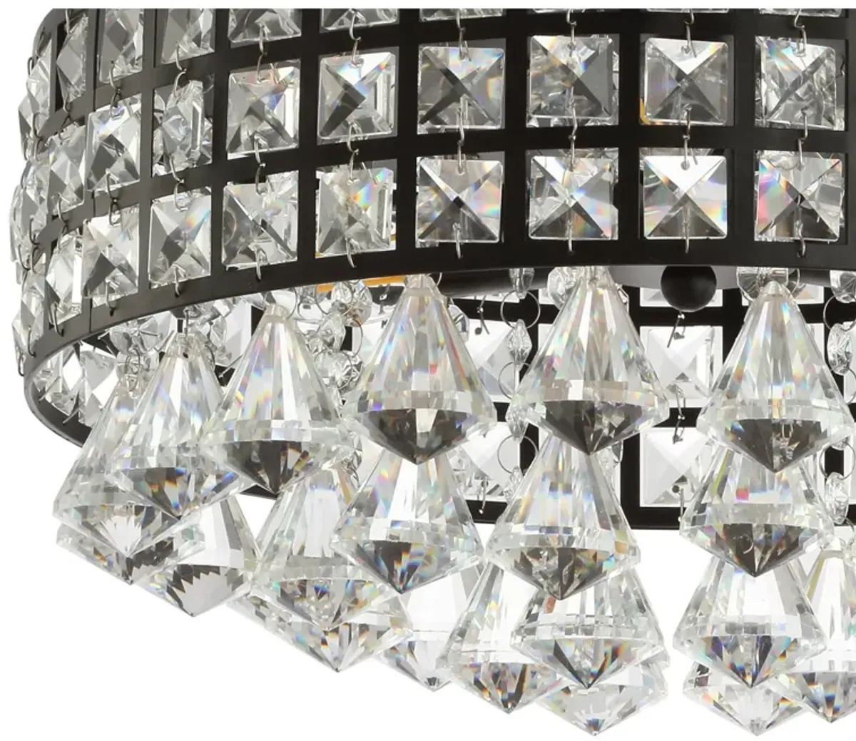 Meredith 3-Light Crystal Drops/Metal LED Flush Mount