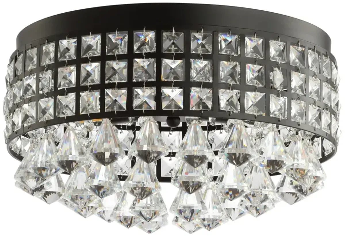 Meredith 3-Light Crystal Drops/Metal LED Flush Mount