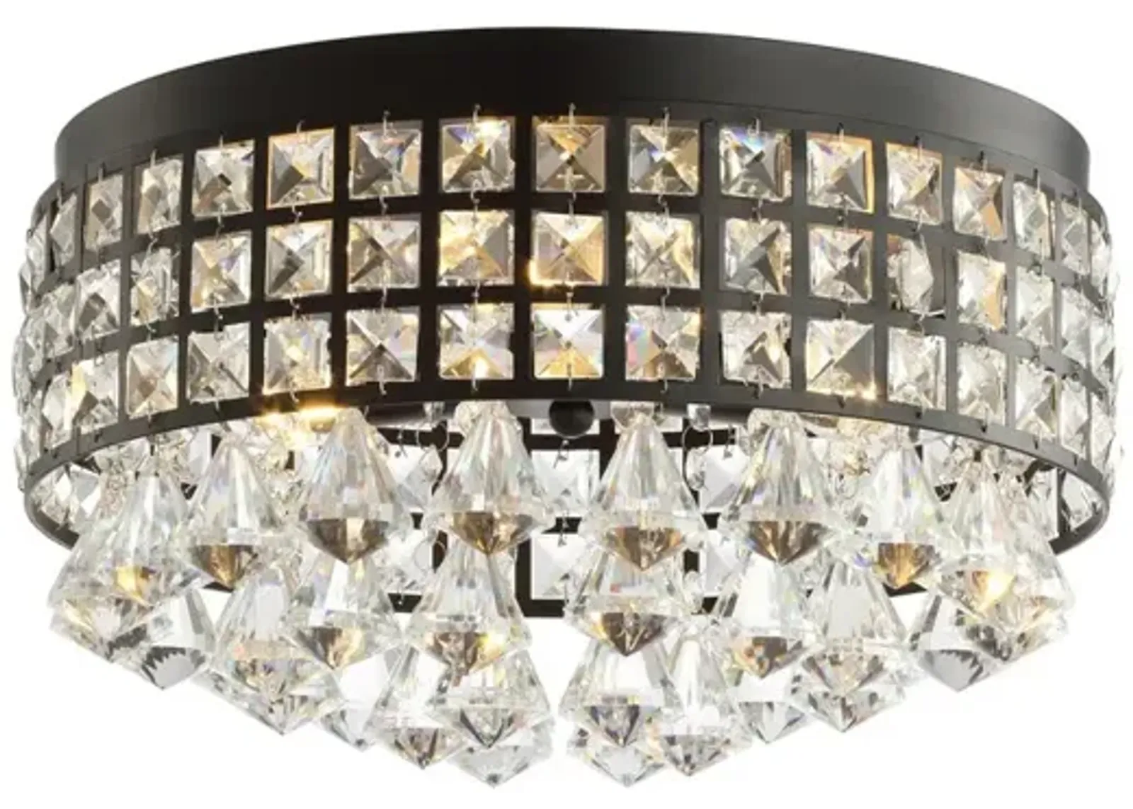 Meredith 3-Light Crystal Drops/Metal LED Flush Mount