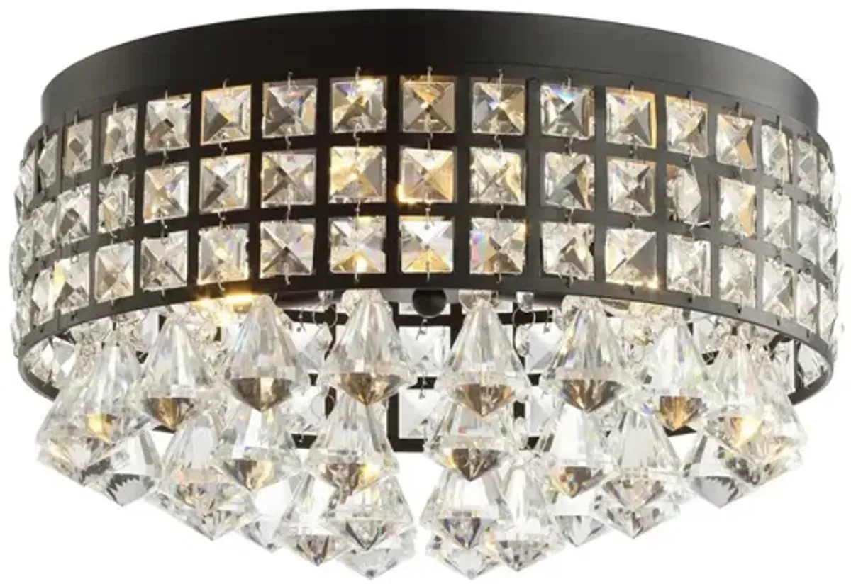 Meredith 3-Light Crystal Drops/Metal LED Flush Mount