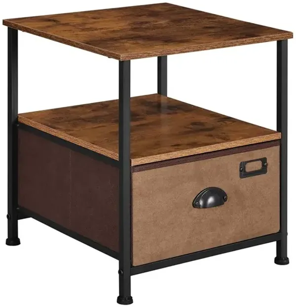 Hivvago 3-Tier Bedside Table with Brown Drawer