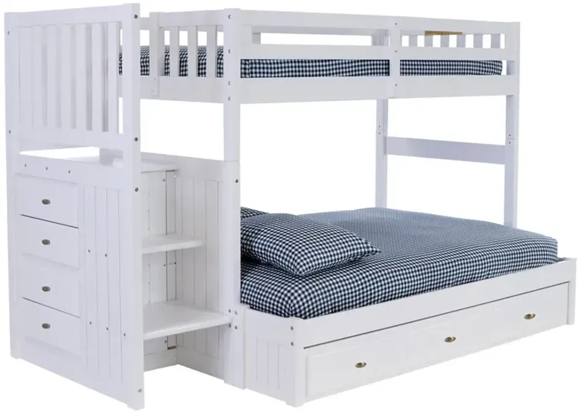 American Furniture Classics Mission Staircase Twin over Full Bunk Bed with Seven Drawers