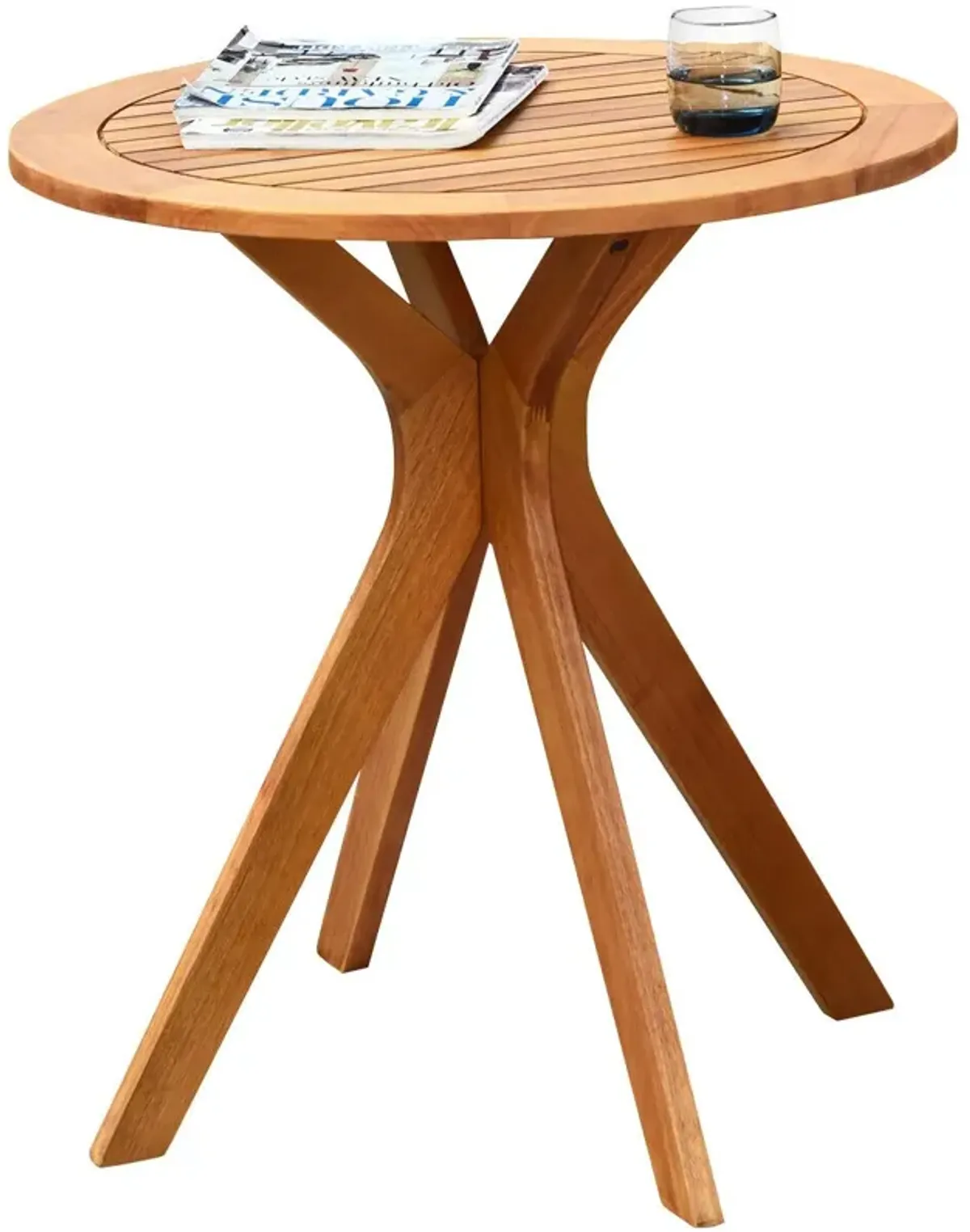 27 InchOutdoor Round Solid Wood Coffee Side Bistro Table