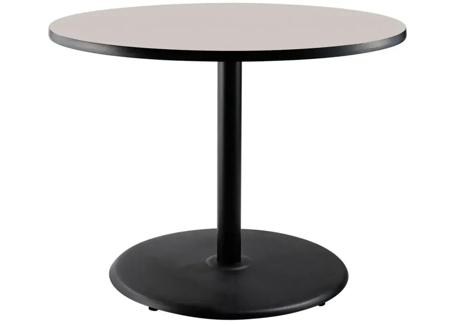 NPS® Café Table, 36" Round, Round Base, 30" Height, Particleboard Core/T-Mold - Grey