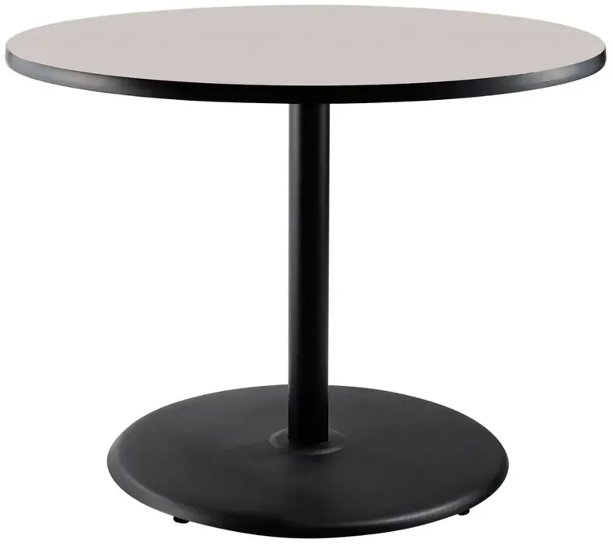 NPS® Café Table, 36" Round, Round Base, 30" Height, Particleboard Core/T-Mold - Grey