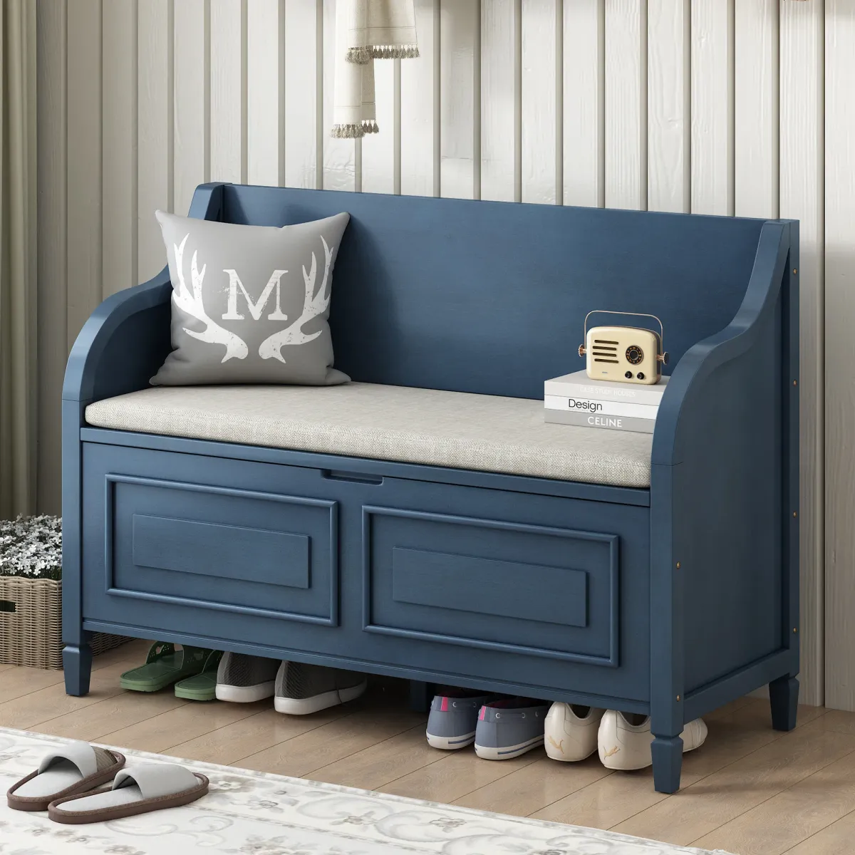 Merax Multifunctional Storage Bench with Safety Hinge