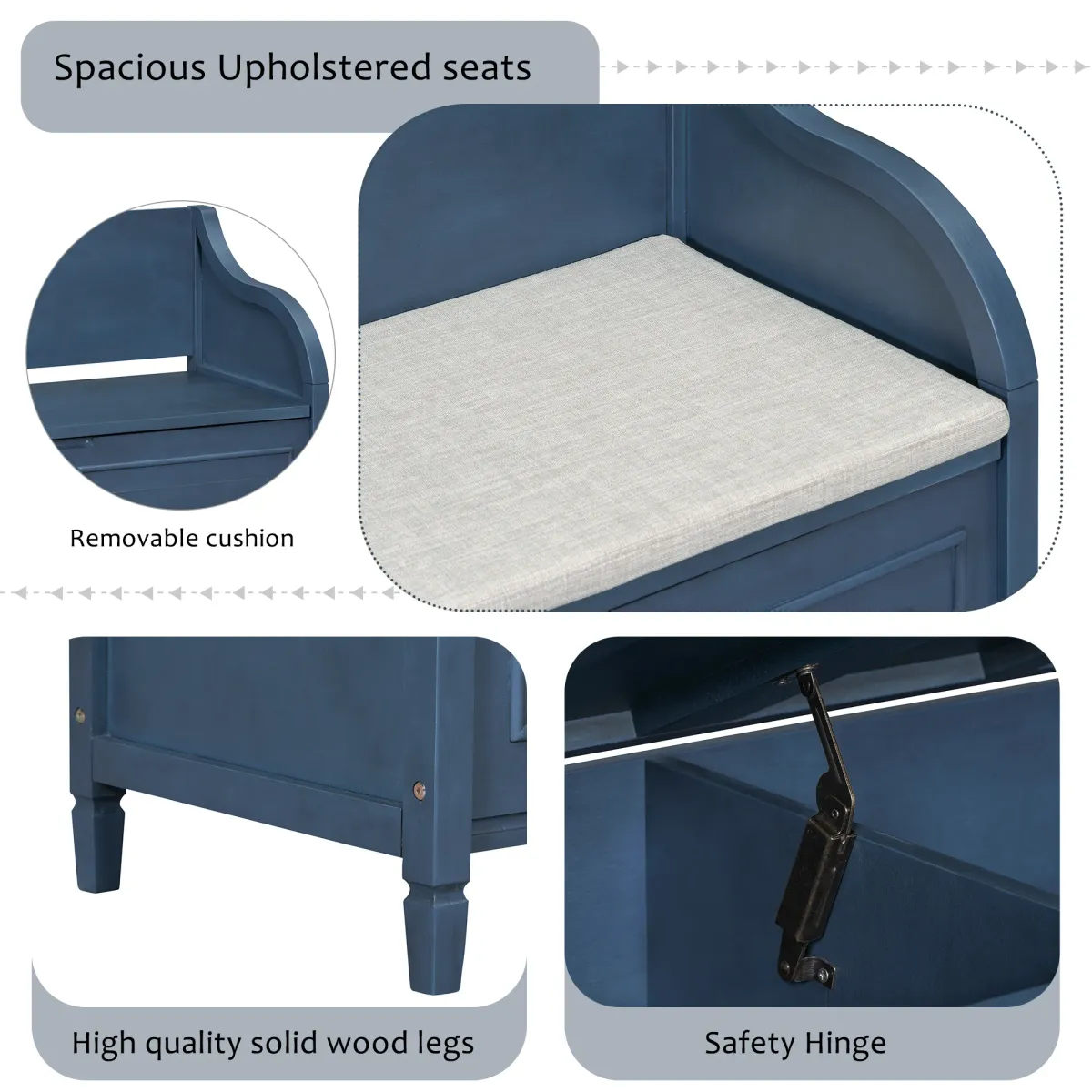 Merax Multifunctional Storage Bench with Safety Hinge