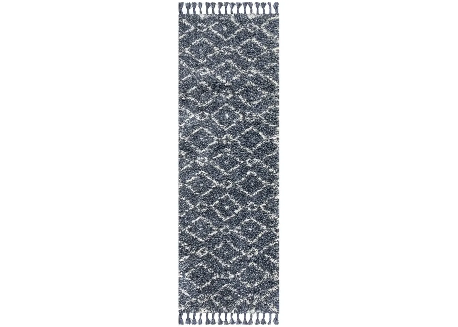 Mercer Shag Plush Tassel Moroccan Diamond Area Rug