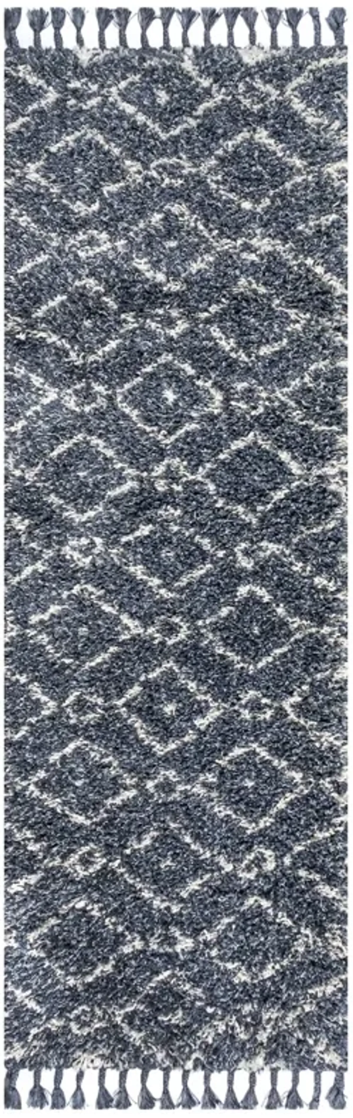 Mercer Shag Plush Tassel Moroccan Diamond Area Rug