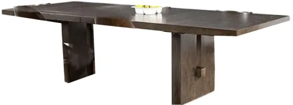 Mordy Dining Table, Walnut Brown Solid Wood 72-90 Inch Expandable Leaf - Benzara