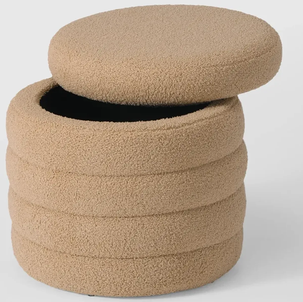 WestinTrends Mid-Century Modern Faux Sherpa Round Storage Ottoman