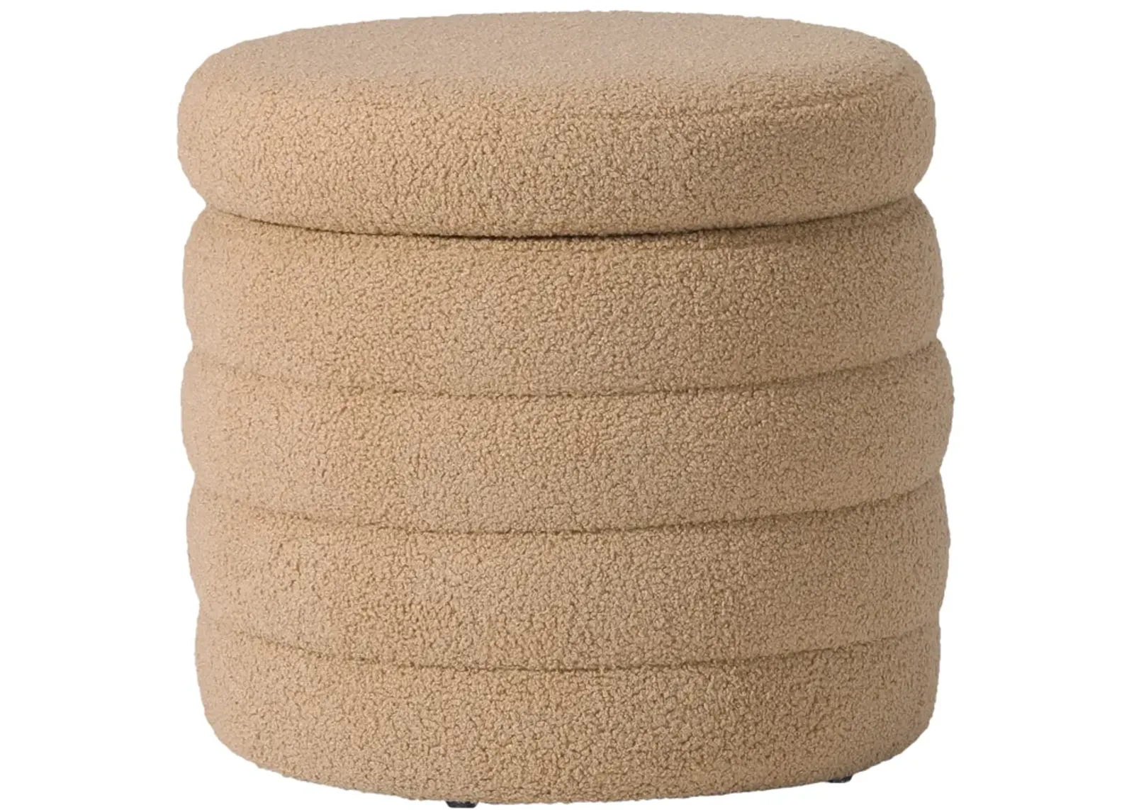 WestinTrends Mid-Century Modern Faux Sherpa Round Storage Ottoman