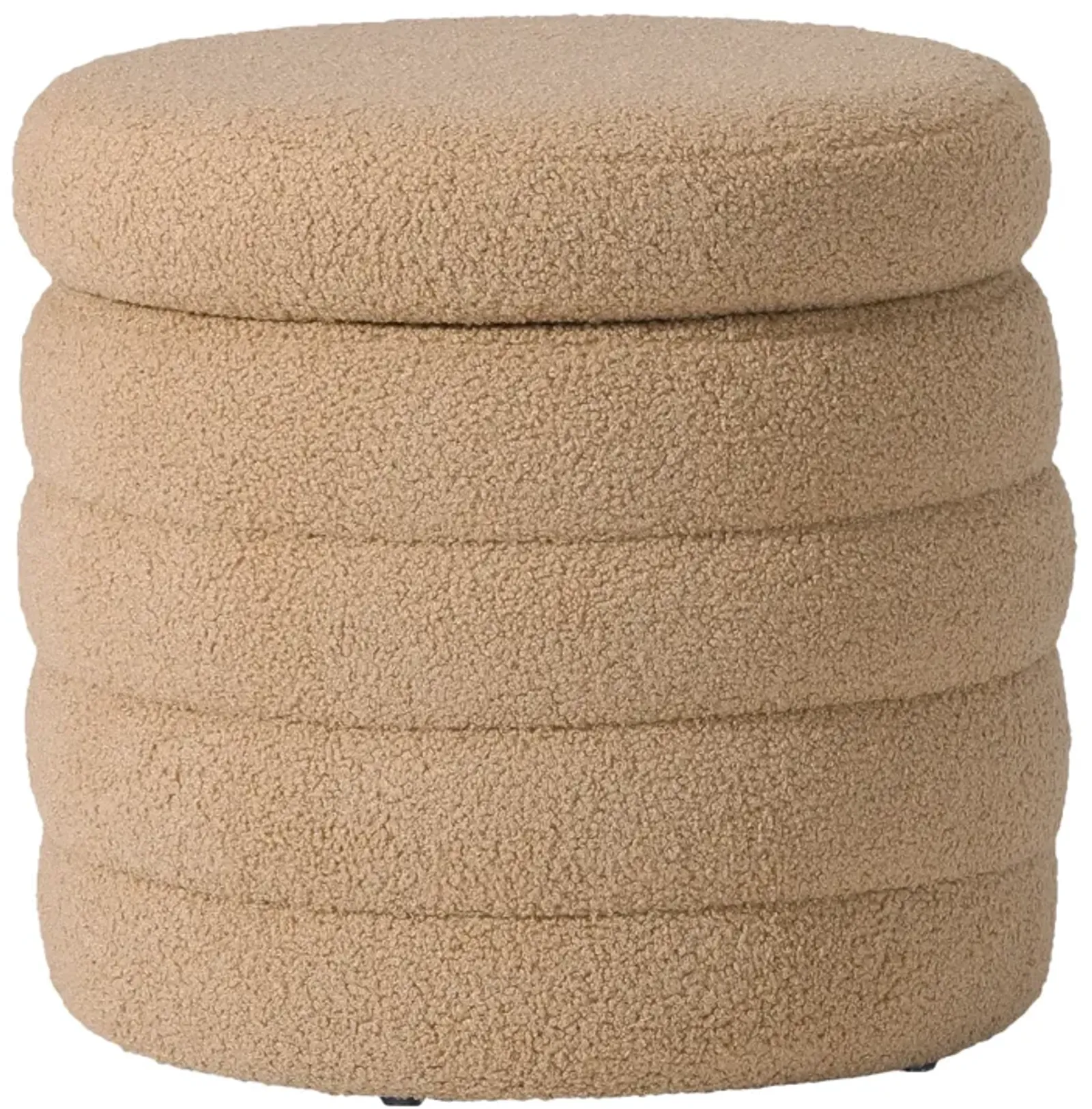 WestinTrends Mid-Century Modern Faux Sherpa Round Storage Ottoman