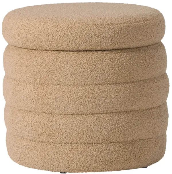WestinTrends Mid-Century Modern Faux Sherpa Round Storage Ottoman