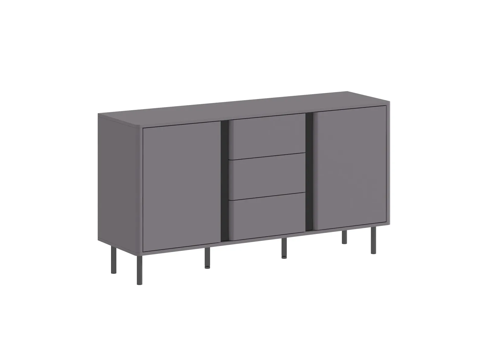 Modern 8 Drawers Double Dresser, Wooden Chest of Drawers with Metal Legs and Large Capacity for Bedroom, Living Room, Hallway