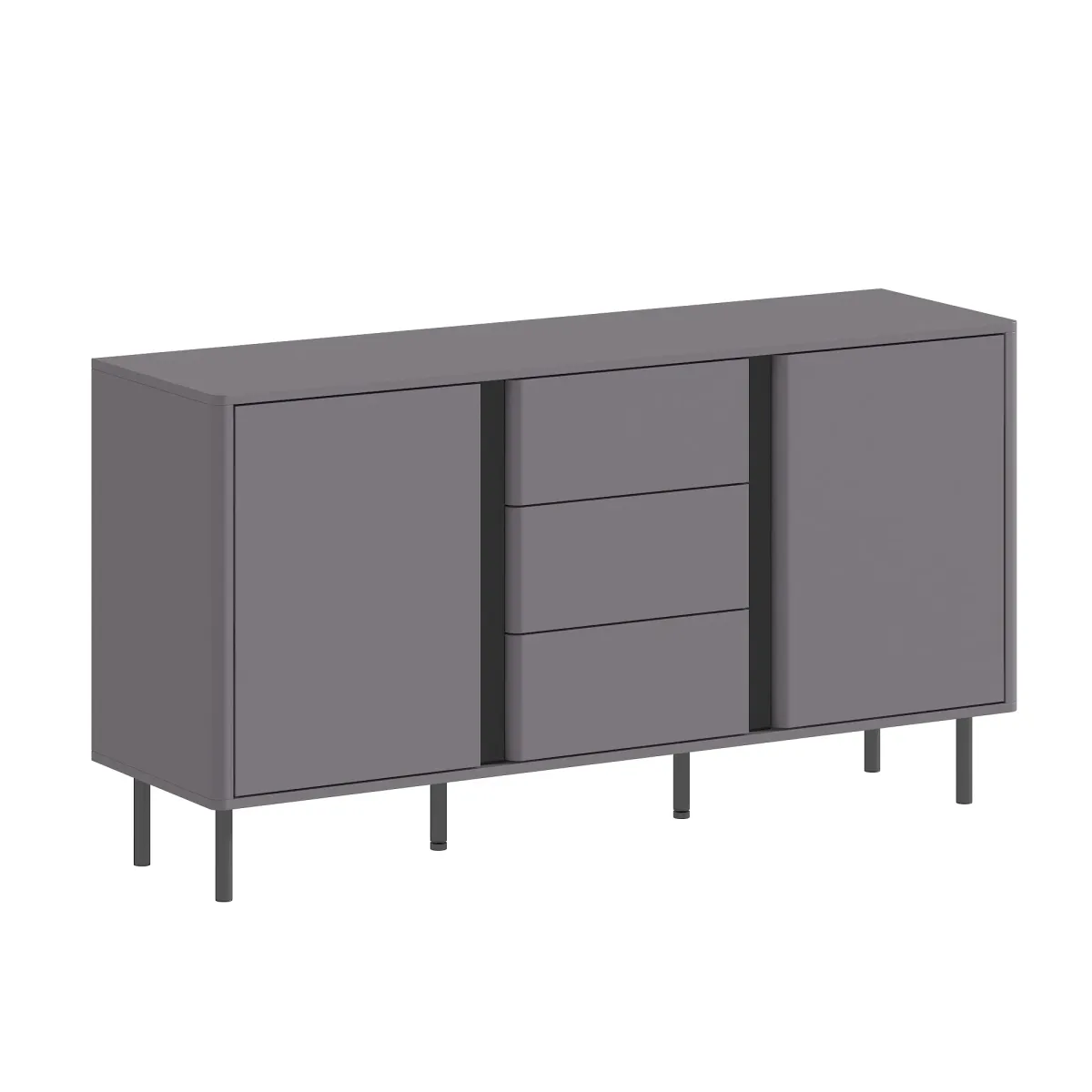 Modern 8 Drawers Double Dresser, Wooden Chest of Drawers with Metal Legs and Large Capacity for Bedroom, Living Room, Hallway